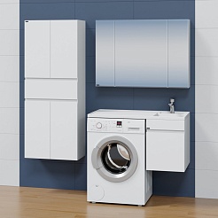 СанТа Мебель для ванной под стиральную машину Марс 100 R подвесная белая – фотография-2